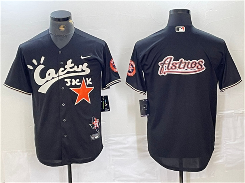 Men's Black Houston Astros Team Big Logo Cactus Jack Vapor Premier Limited Stitched Baseball Jersey